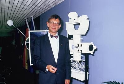 Der Politiker Heinz Riesenhuber im Jahre 1988 als er noch Bundesminister f?r Forschung und Technologie war-stock-foto