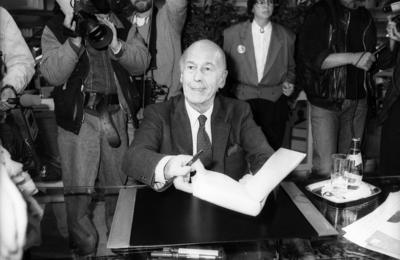 Valery Giscard d Estaing (Politiker) 05/88 dar Valery Giscard d Estaing im Mai 1988 Frankreich Franzose franz?sischer P-stock-foto