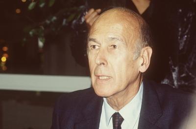 Valery Giscard d Estaing (ehemaliger Staatspr?sident von Frankreich) 05/88 dar Mann Frankreich Franzose Pr?sident Staat-stock-foto