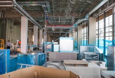 Baustelle Kulturpalast Dresden zwischen Neumarkt und Altmarkt R?ume der Stadtbibliothek-stock-foto