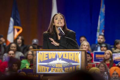 Zohran Mamdani, Bernie Sanders and Alexandria Ocasio-Cortez Hold "New York Is Not For Sale" Rally, New York, USA - 26 Oct 2025-stock-foto