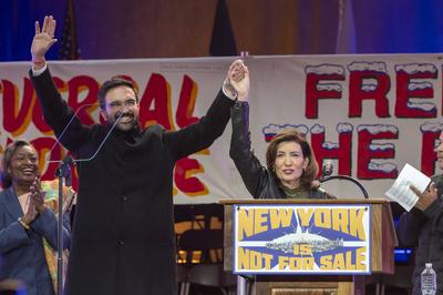 Zohran Mamdani, Bernie Sanders and Alexandria Ocasio-Cortez Hold "New York Is Not For Sale" Rally, New York, USA - 26 Oct 2025-stock-foto