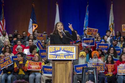 Zohran Mamdani, Bernie Sanders and Alexandria Ocasio-Cortez Hold "New York Is Not For Sale" Rally, New York, USA - 26 Oct 2025-stock-foto