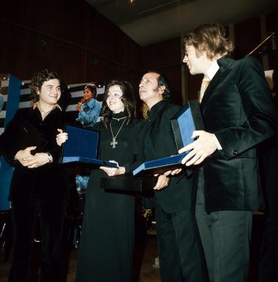 VICKY LEANDROS - GRAND PRIX EUROVISION DE LA CHANSON VICKY LEANDROS, singt f?r Luxemburg beim Grand Prix Eurovision de l-stock-foto