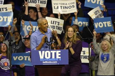 Former US President Barack Obama Attends Mike Sherrill Rally in Newark, NJ-stock-foto