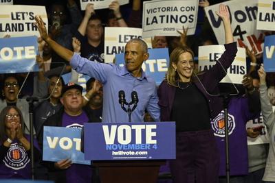 Former US President Barack Obama Attends Mike Sherrill Rally in Newark, NJ-stock-foto