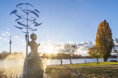artwork Die Wasserw?chterin by Andr? Heller in Bank Austria Park (Andr? -Heller-Park), river Alte Donau (Old Danube), to-stock-foto