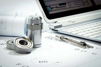 Metallbau - Konstruktion und Modelling - Symbolfoto Technische Zeichnung im Maschinenbau - Schaltpl?ne und Konstruktions-stock-foto