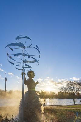 artwork Die Wasserw?chterin by Andr? Heller in Bank Austria Park (Andr? -Heller-Park), river Alte Donau (Old Danube), to-stock-foto