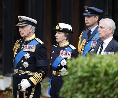 . 19/09/2022. Windsor United Kingdom. King Charles III , Prince Andrew, Princess Anne Prince William and Prince Harry ar-stock-foto