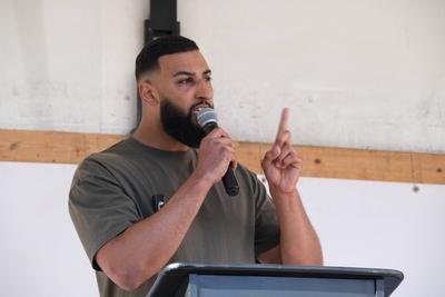 Zu einer Demonstration des islamistischen Netzwerks Muslim Interaktiv haben sich am Samstag (11.05.2024) in Hamburg mehr-stock-foto