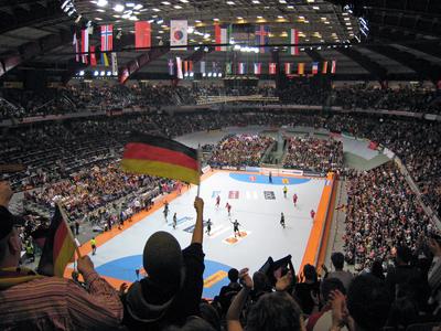 DO_Westfalenhalle_02.tif Das Handball Weltmeisterschaftsspiel 2007 Deutschland gegen Island in der Dortmunder Westfalenh-stock-foto