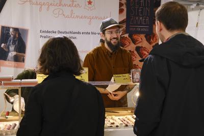 Food Stand auf der Veggie World Messe M?nchen-stock-foto