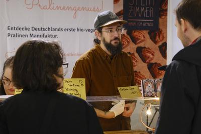 Food Stand auf der Veggie World Messe M?nchen-stock-foto
