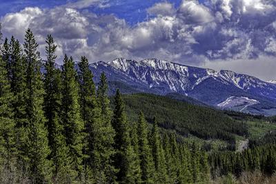 Schneebedeckte kanadische Rocky Mountains, Range Road 51A, Kananaskis Country, Alberta, Kanada-stock-foto