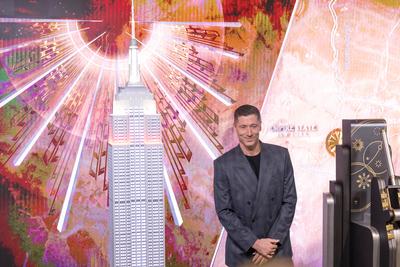 Robert Lewandowski visit the Empire State Building i-stock-foto