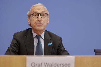 Georg Graf Waldersee, Vorstandsorsitzender UNICEF Deutschland, Deutschland, Berlin, Bundespressekonferenz, Thema: Eine P-stock-foto