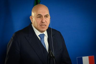 Berlin, Pressestatements nach dem Group of Five Treffen im BMVg-stock-foto