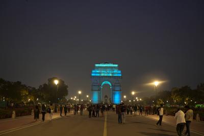 India Gate Illuminated In Teal Blue To Mark The World Cervical Cancer Elimination Day-stock-foto