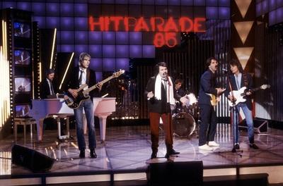 De Bl?ck F??ss in der Hitparade ZDF 01 85 Schach Musik Mundart Pop Popgruppe Gruppe Schlager Studi-stock-foto