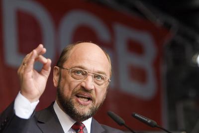 Martin Schulz auf der 1.Mai Feier der DGB in Duisburg Martin Schulz, MdEP, SPD, Mitglied des Parteivorstands und Praesid-stock-foto