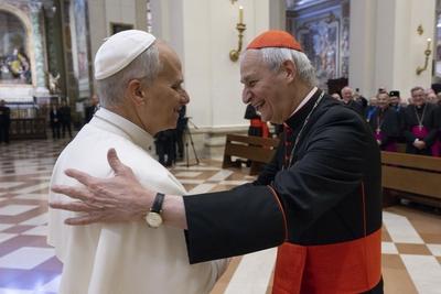 ITALY -  POPE LEO XIV ARRIVES AT THE BASILICA OF SANTA MARIA DELGLI ANGELI FOR THE CLOSING OF THE ITALIAN EPISCOPAL CONFERENCE ( CEI) IN ASSISI  - 2025/11/20-stock-foto