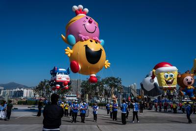 Hong Kong Balloon Parade Rehearsal-stock-foto