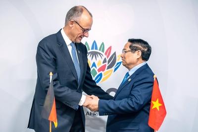 Johannesburg, S?dafrika, 23.11.2025: Expo-Centre: G20-Gipfel: Bundeskanzler Friedrich Merz (CDU) bei einem bilateralen T-stock-foto