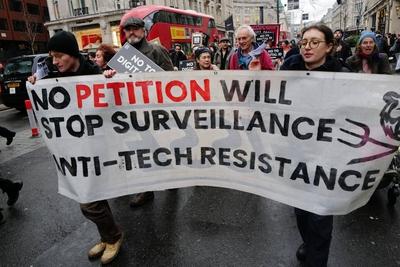 Digital ID Protest in London-stock-foto