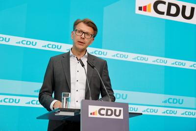 Daniel Caspary MdEP, Deutschland, Berlin, Konrad-Adenauer-Haus, Pressekonferenz mit dem Generalsekret?r der CDU Deutschl-stock-foto