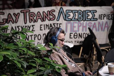 Gender-Based Violence protest in Athens, Greece-stock-foto