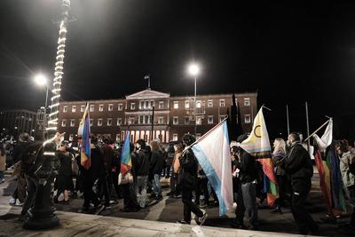 Gender-Based Violence protest in Athens, Greece-stock-foto