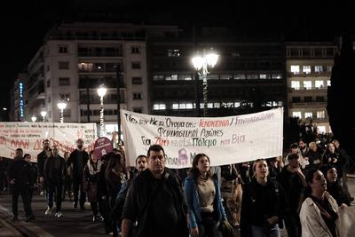 Gender-Based Violence protest in Athens, Greece-stock-foto
