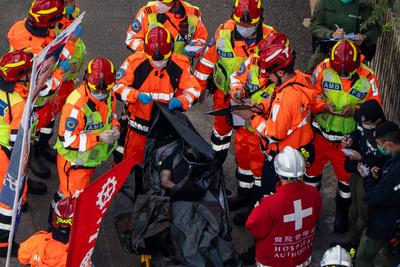 Hong Kong Building Fire-stock-foto
