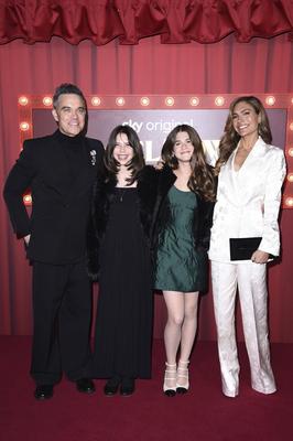 Robbie Williams, Coco Willimas, Teddy Williams, Ayda Field-stock-foto