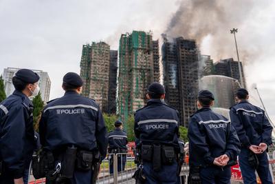 Hong Kong Building Fire-stock-foto