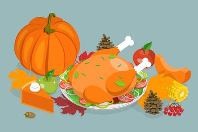 3D Isometrische flache konzeptionelle Illustration von Happy Thanksgiving, Erntedankfest<br>3D Isometrische flache konzeptionelle Illustration von Happy Thanksgiving, Erntedankfest-stock-foto
