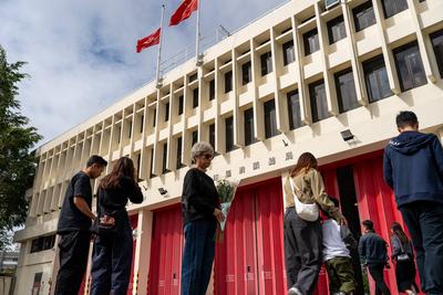 Hong Kong Building Fire-stock-foto