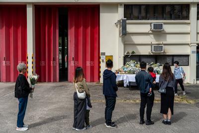 Hong Kong Building Fire-stock-foto