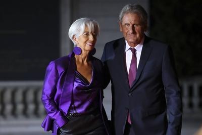 Christine Lagarde ( directrice generale du Fonds monetaire international ) et son mari Xavier Giocanti NEWS : Diner des-stock-foto