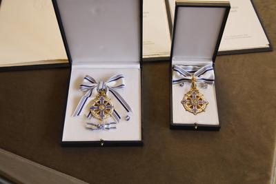 Feierstunde aus Anlass der Verleihung des Bayerischen Maximiliansorden durch Ministerpr?sident Dr. Markus S?der im Antiq-stock-foto