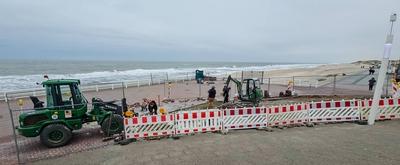 Bauarbeiten an der Promenade in Westerland am Ende des Brandenburger Strandes-stock-foto