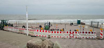 Bauarbeiten an der Promenade in Westerland am Ende des Brandenburger Strandes-stock-foto