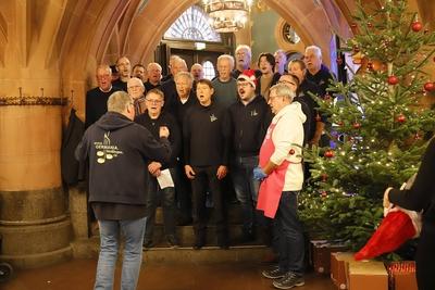 "Weihnachtsgans-Essen" f?r hilfebed?rftige Menschen in Frankfurt-stock-foto