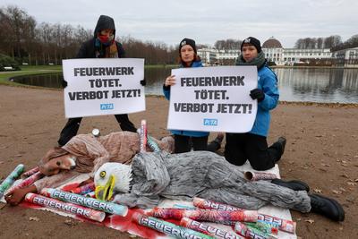 03.12.2025 PETA protestiert gegen privates Feuerwerk-stock-foto