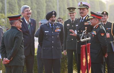 Raksha Mantri Rajnath Singh And Russian Defence Minister Andrei Belousov Co-chair 22nd India-Russia Inter-Governmental Commission on Military & Military Technical Cooperation Meeting In New Delhi-stock-foto