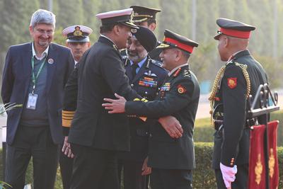 Raksha Mantri Rajnath Singh And Russian Defence Minister Andrei Belousov Co-chair 22nd India-Russia Inter-Governmental Commission on Military & Military Technical Cooperation Meeting In New Delhi-stock-foto