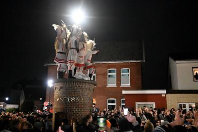 Borkum feiert traditionelles Klaasohm.-stock-foto