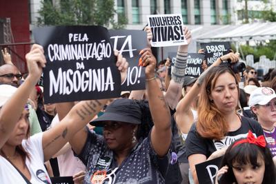 Manifesta??o Mulheres Vivas em S?o Paulo-stock-foto