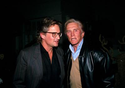 Kirk Douglas  And Michael Douglas-stock-foto